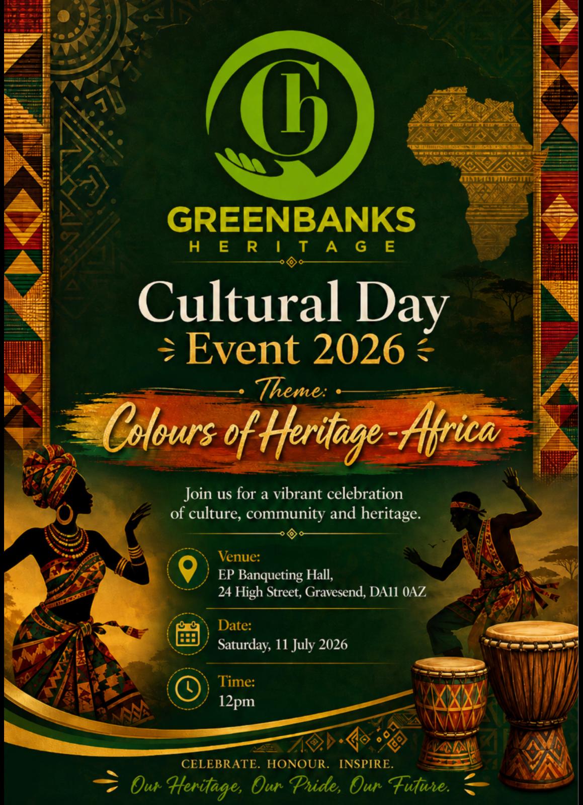 Greenbanks Heritage Cultural Day Event 2026 &mdash; Colours of Heritage: Africa, hosted at EP Banqueting Hall